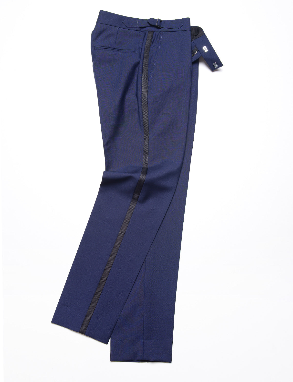 BKT50 Tuxedo Trouser Wool Mohair Ink Grosgrain Stripe