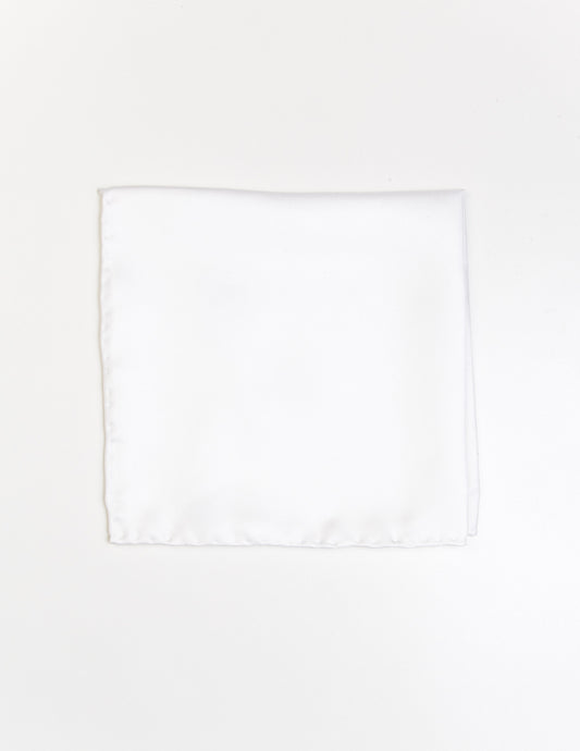 Flat shot of FAIRFAX - Solid Silk Pocket Square in White