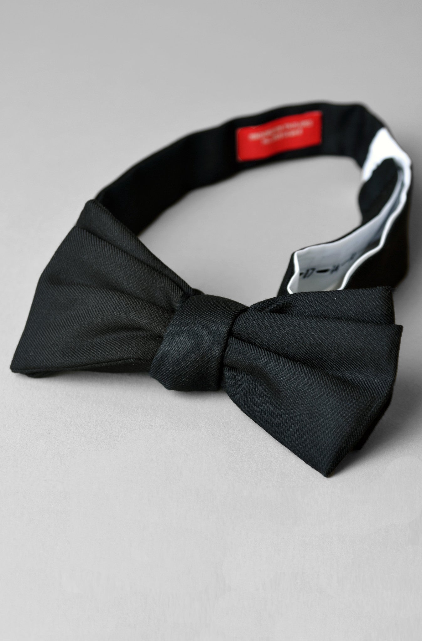 Tied photo of Brooklyn Tailors Formal Bowtie in Black Wool