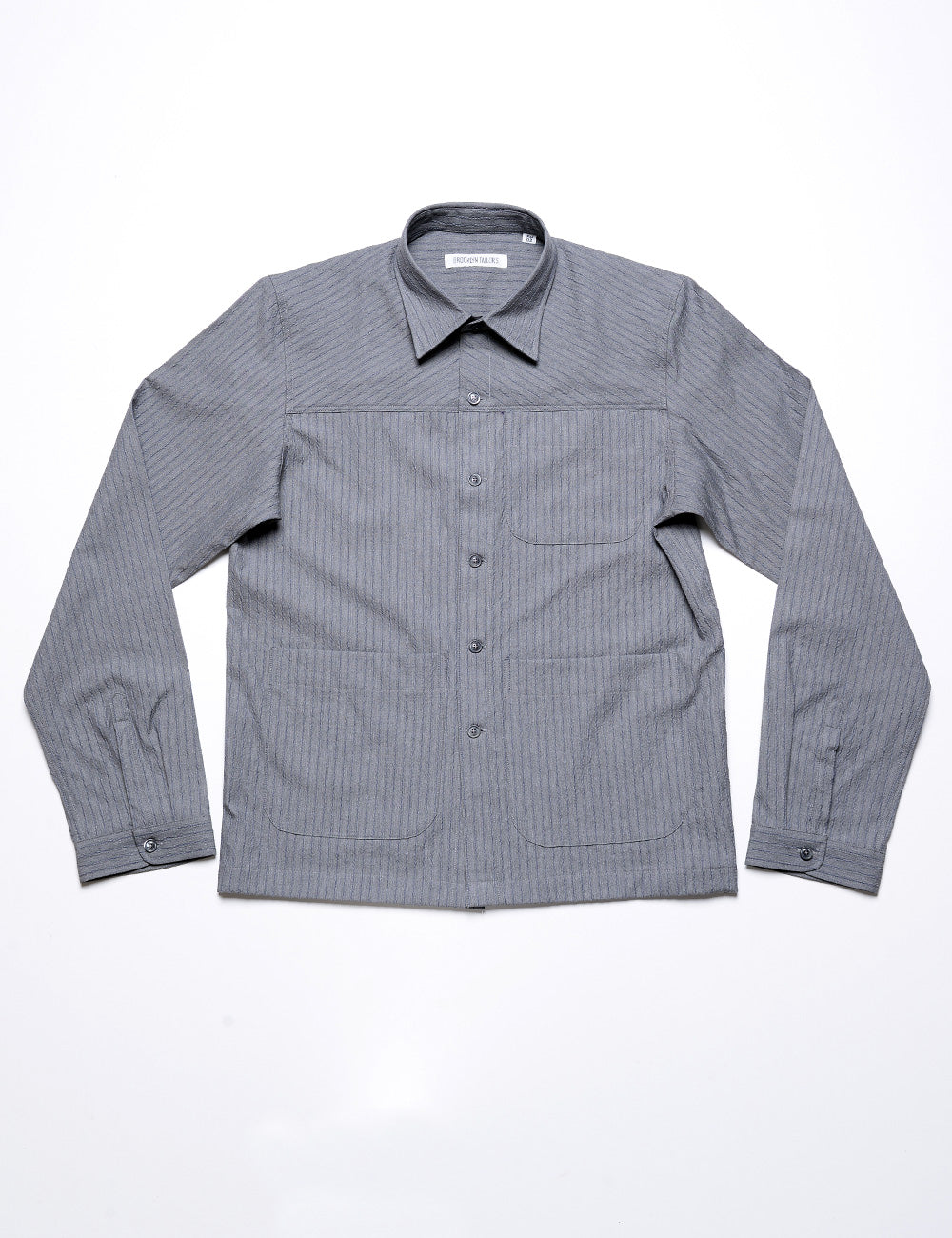 BKT15 Shirt Jacket in Cotton Seersucker - Thunder Stripe