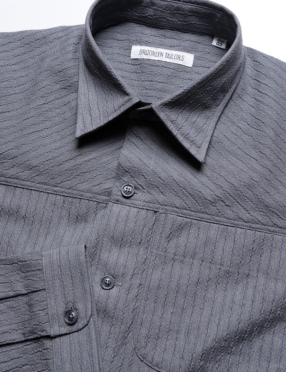 BKT15 Shirt Jacket in Cotton Seersucker - Thunder Stripe