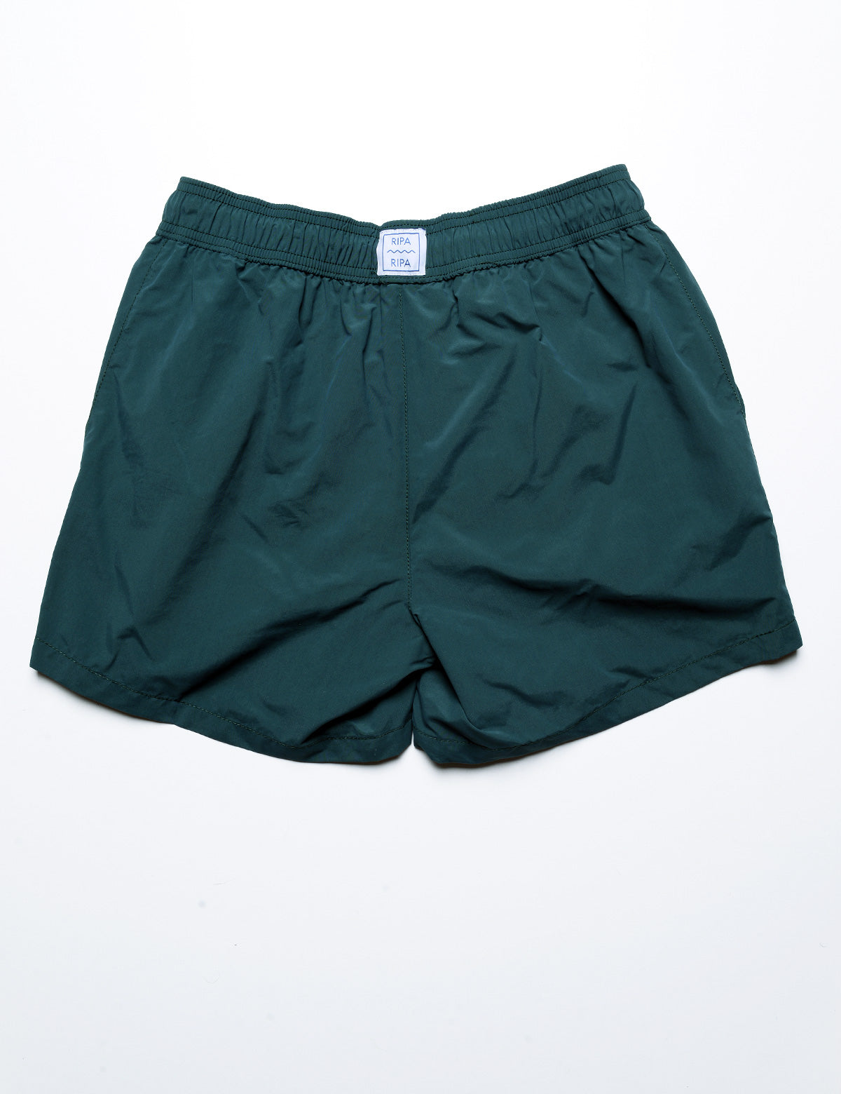 Flat back shot of Ripa Ripa Swim Shorts in Verde Pino