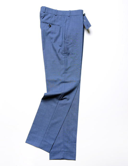 Brooklyn Tailors BKT50 Tailored Trousers in Heathered Wool - San Marino Blue full length flat shot
