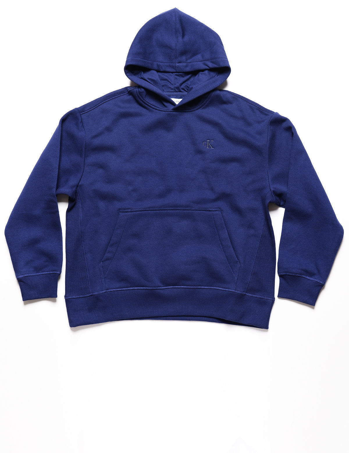 Full length flat shot of Calvin Klein Archive Logo Fleece Hoodie - Beacon Blue