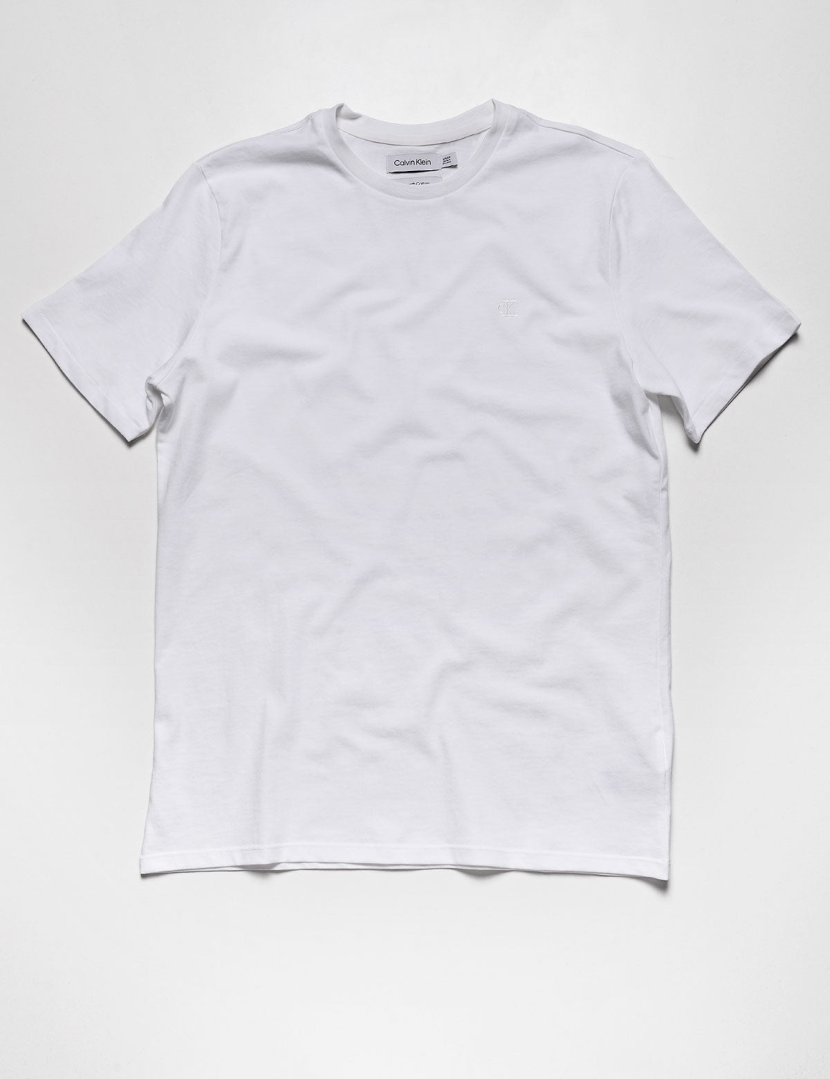 Short Sleeve Smooth Cotton Solid Crewneck Tee - Brilliant White