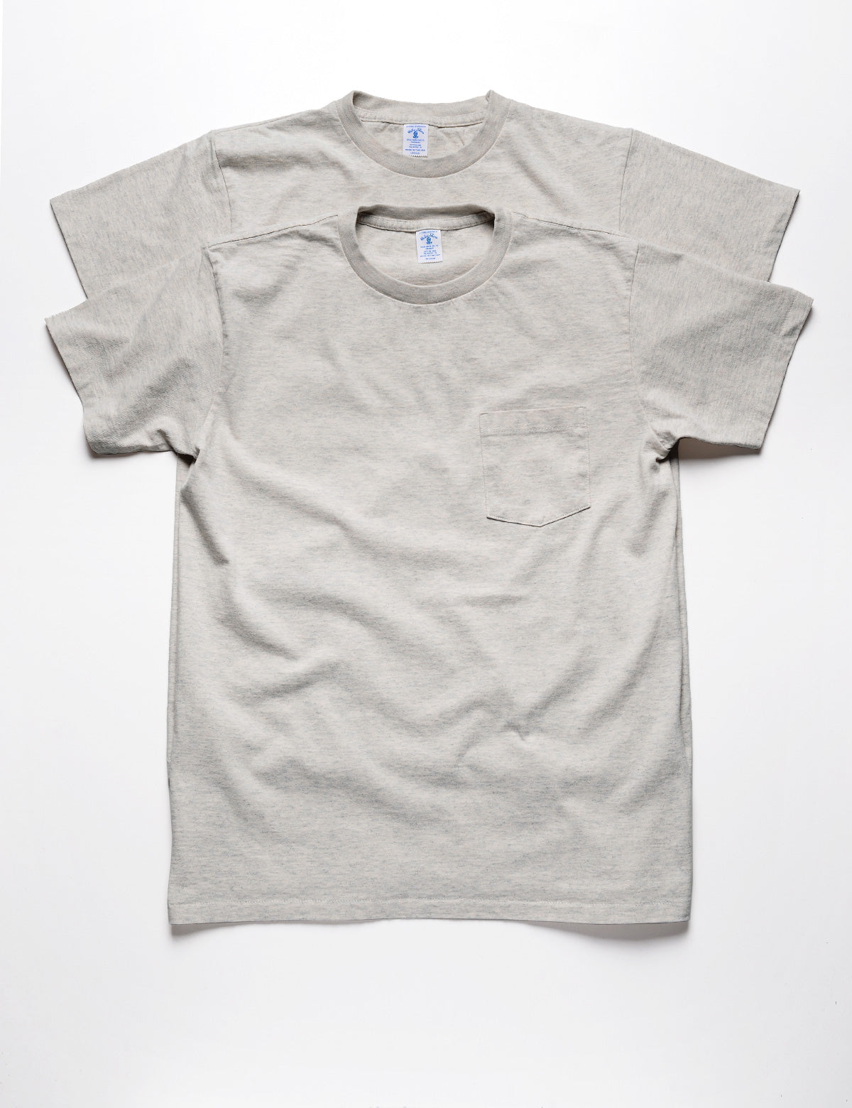 Full length shot of Velva Sheen 2-Pack Short Sleeve Pocket Tee in Oatmeal