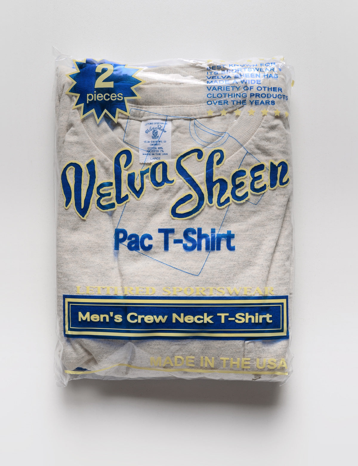 Photo of Velva Sheen 2-Pack Short Sleeve Pocket Tee in Oatmeal in its packaging
