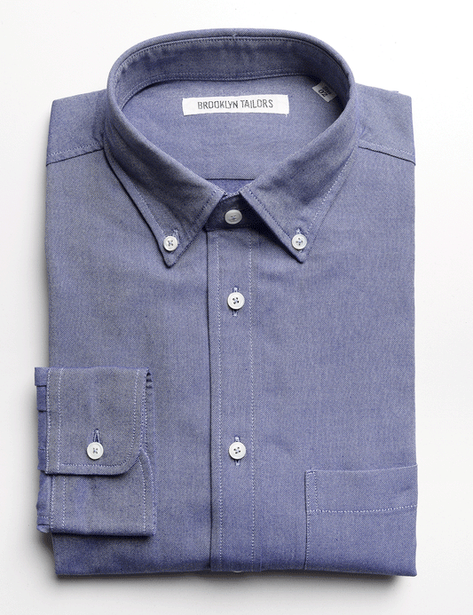 Folded flat shot of Brooklyn Tailors BKT10 Slim Casual Shirt in Fall Oxford - Deep Blue