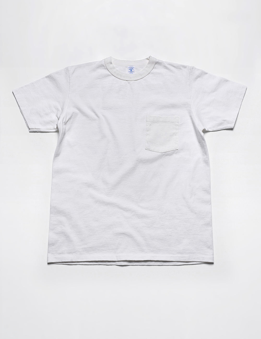 Full length flat shot of Velva Sheen Pigment Pocket Tee in White