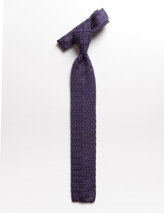 Flat shot of Fumeo Carlo Micro Pattern Silk Knit Tie - Amethyst