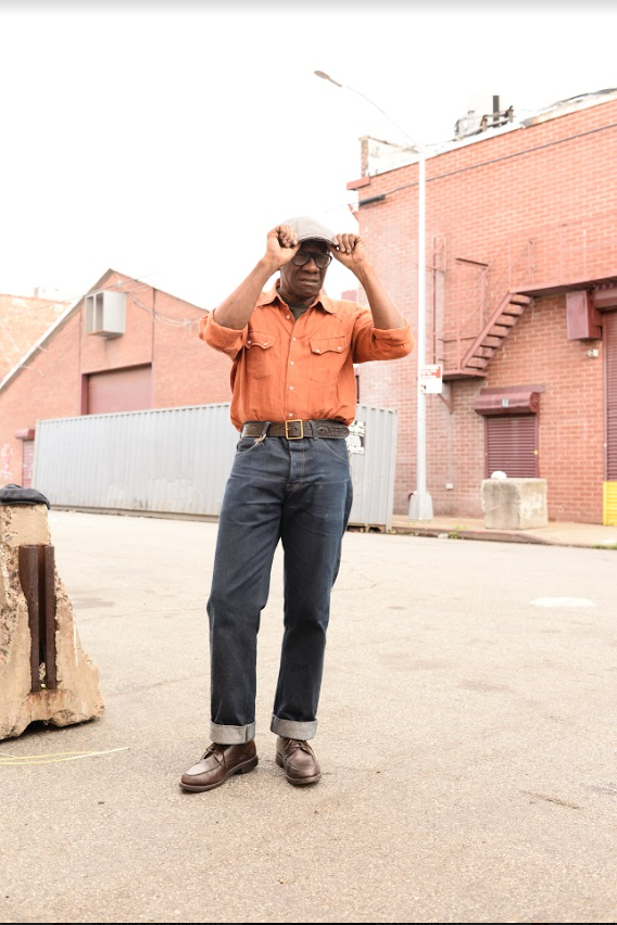 On-body front view of GD113 Relaxed Wide Leg | Raw 13 Oz Selvedge Denim - Original Indigo