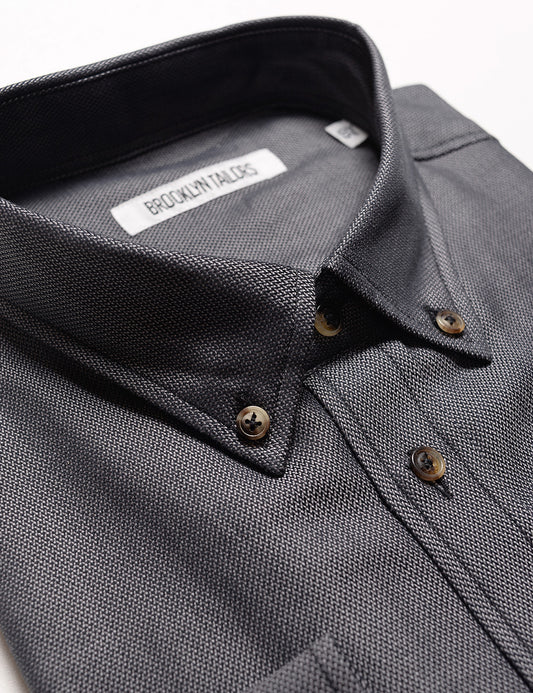 FINAL SALE: BKT10 Slim Casual Shirt in Soft Basketweave - Stone