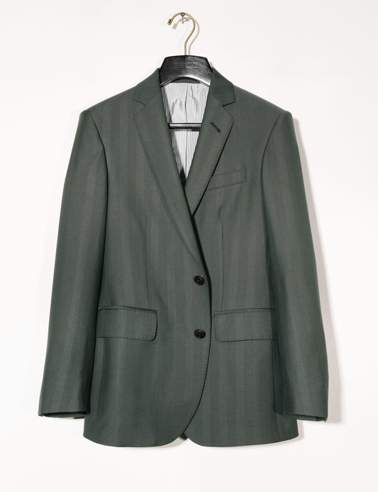 Full length shot of Brooklyn Tailors BKT50 Tailored Jacket in Wool Herringbone - Cyprus on hanger