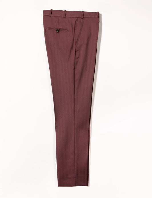 Brooklyn Tailors BKT50 Tailored Trousers in Wool Herringbone - Syrah full length flat shot