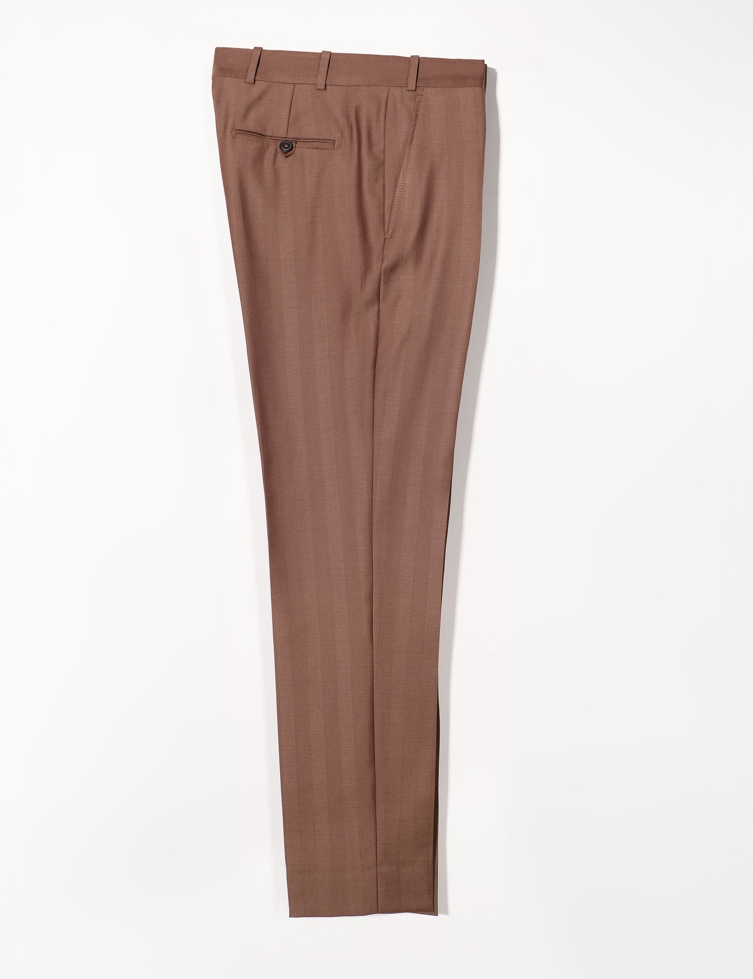 Brooklyn Tailors BKT50 Tailored Trousers in Wool Herringbone - Sepia full length flat shot