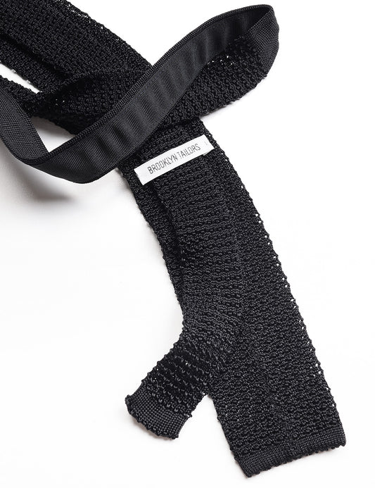 Back detail of Italian Silk Knit Tie - Black