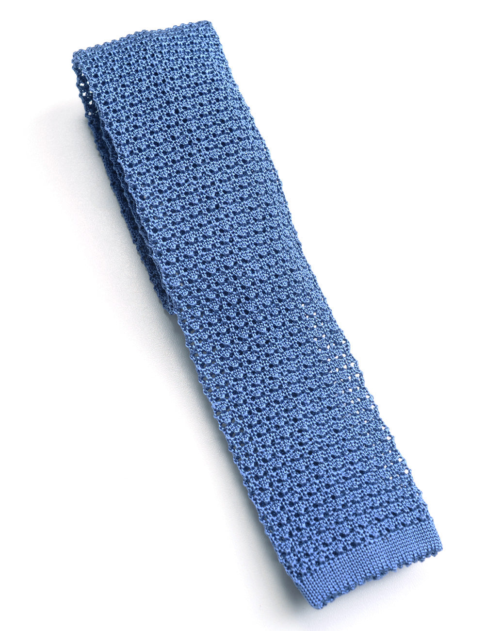 Detail showing knit of Italian Silk Knit Tie - Blue Poppy