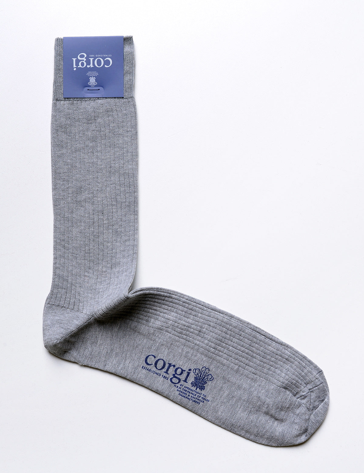 Ribbed Dress Socks in Mercerized Cotton - Fog Ribbed Dress Socks in Mercerized Cotton - Fog