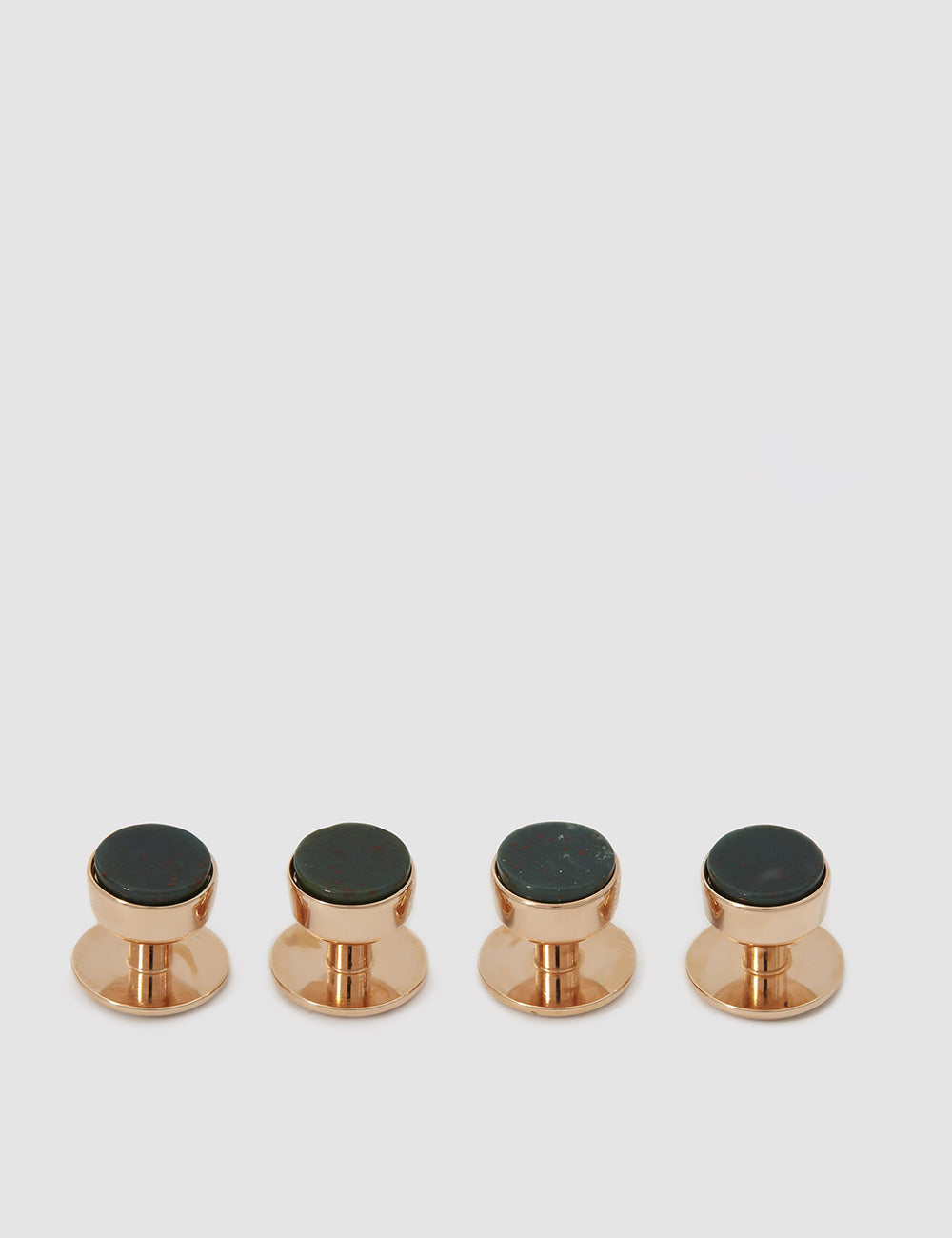 Stone Bow Stud Set 18 Carat Rose Gold & Bloodstone