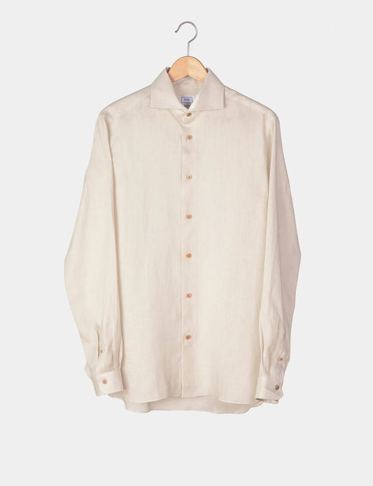 Ripa Ripa Elba Linen Shirt - Sabbia full length shot on hanger