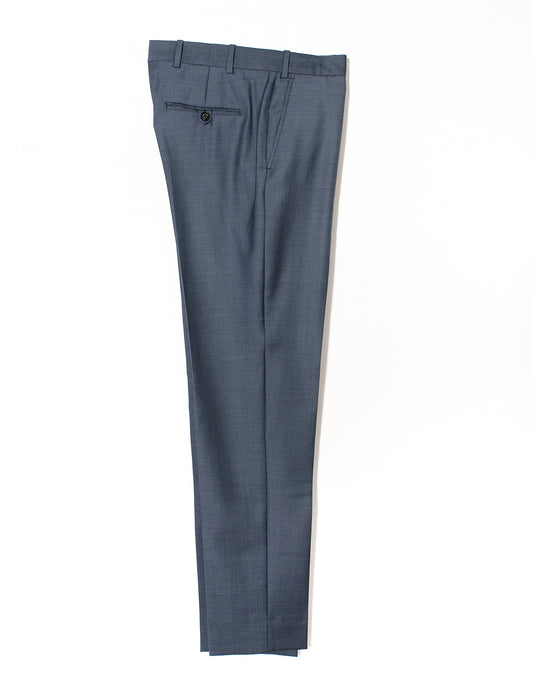 Brooklyn Tailors BKT50 Tailored Trousers in Wool Sharkskin - Haze Blue full length flat shot