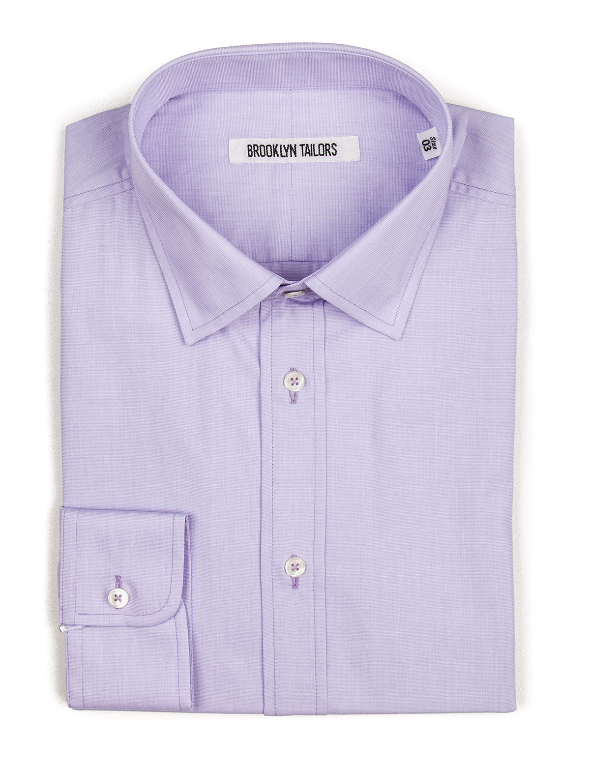 Brooklyn Tailors BKT20 Slim Dress Shirt in End-on-End - Lavender flat folded shot
