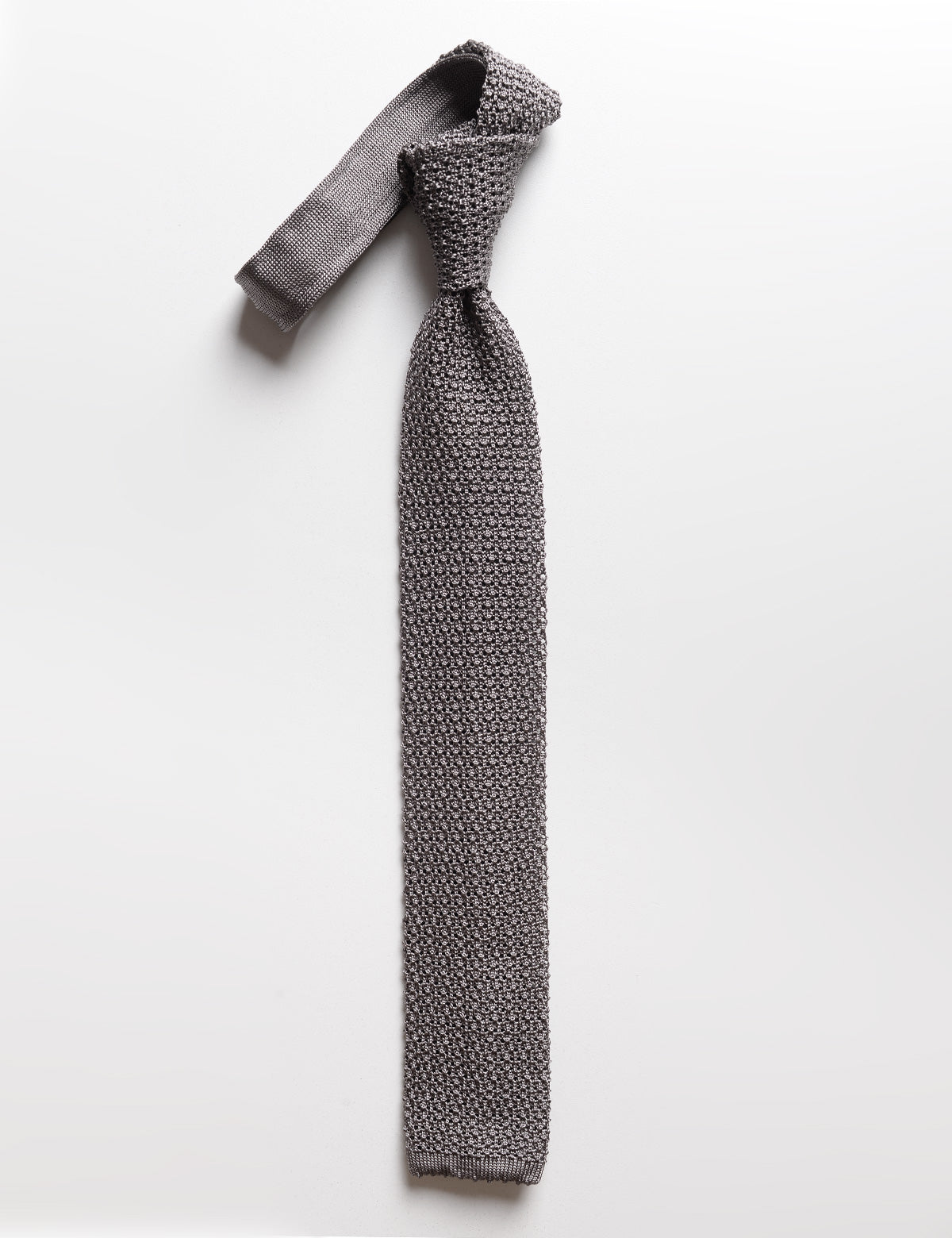 Flat shot of Brooklyn Tailors Italian Silk Knit Tie - Steel