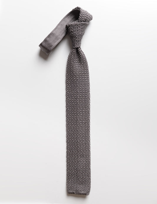 Flat shot of Brooklyn Tailors Italian Silk Knit Tie  - Steel