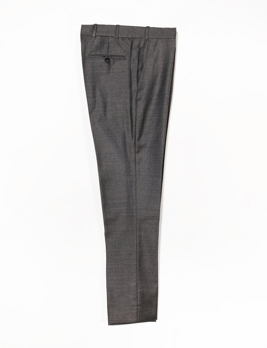 Brooklyn Tailors BKT50 Tailored Trousers in Wool Tickweave - Deep Gray full length flat shot