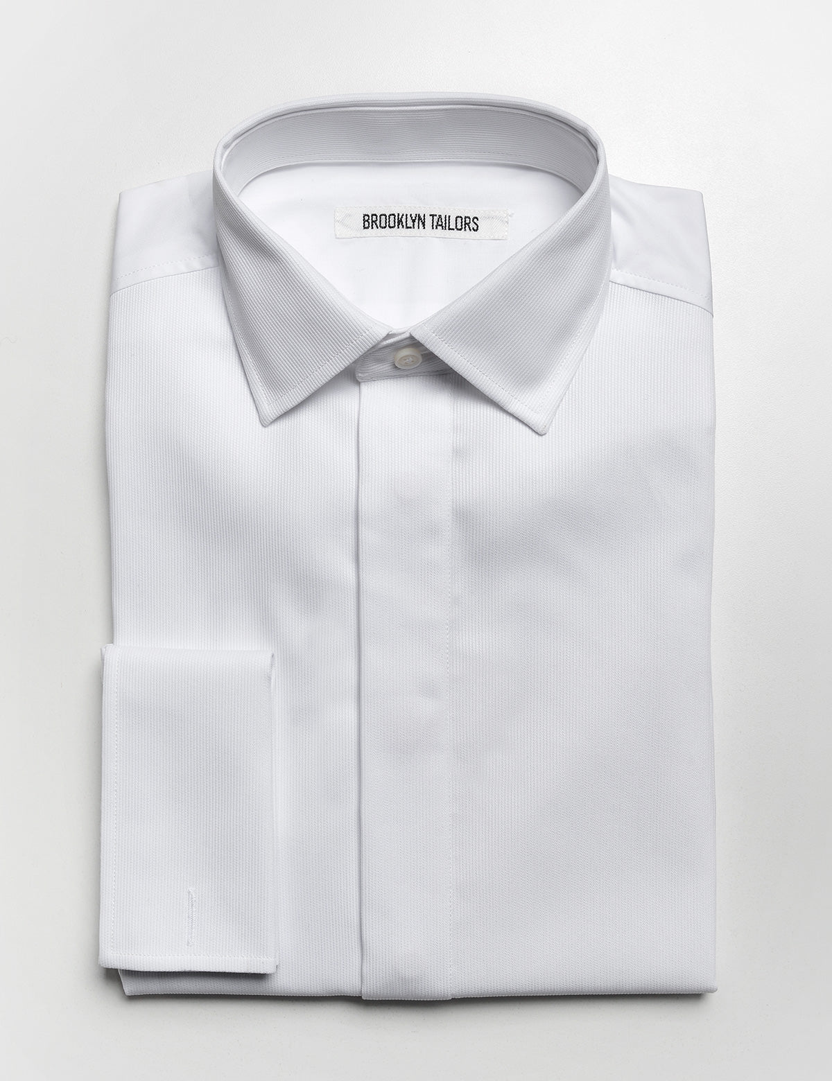 French Cuff Tuxedo Shirt With Covered Buttons - Bar Pique 02 French Cuff Tuxedo Shirt With Covered Buttons - Bar Pique 02