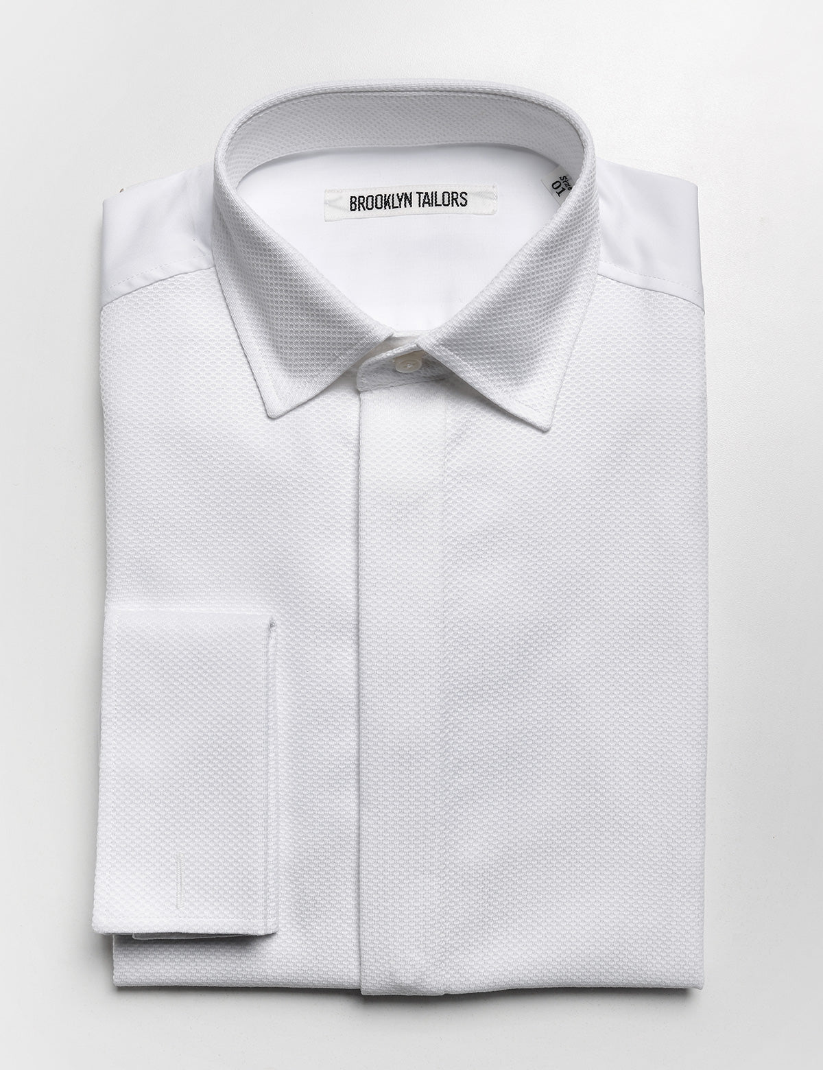 Brooklyn Tailors BKT20 Classic French Cuff Tuxedo Shirt - Waffle Pique folded flat shot