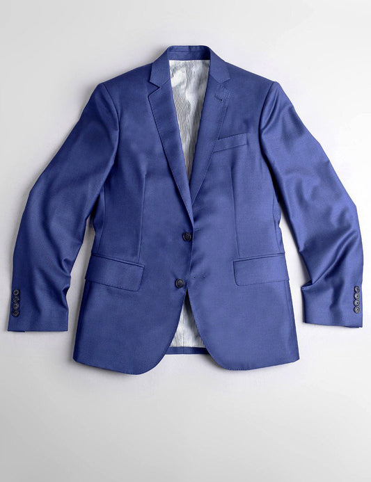 Full length flat shot of Brooklyn Tailors 2020 Version BKT50 Tailored Jacket in Super 120s Twill - Bright Navy