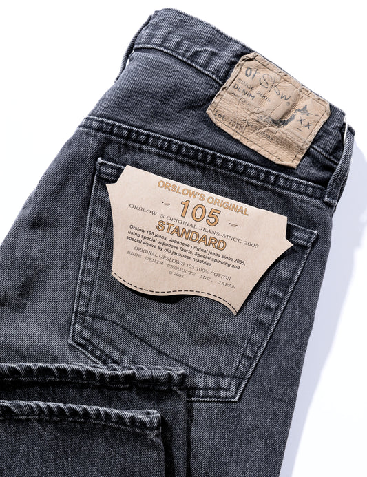 105 Standard Fit Denim Jeans - Black Stonewash