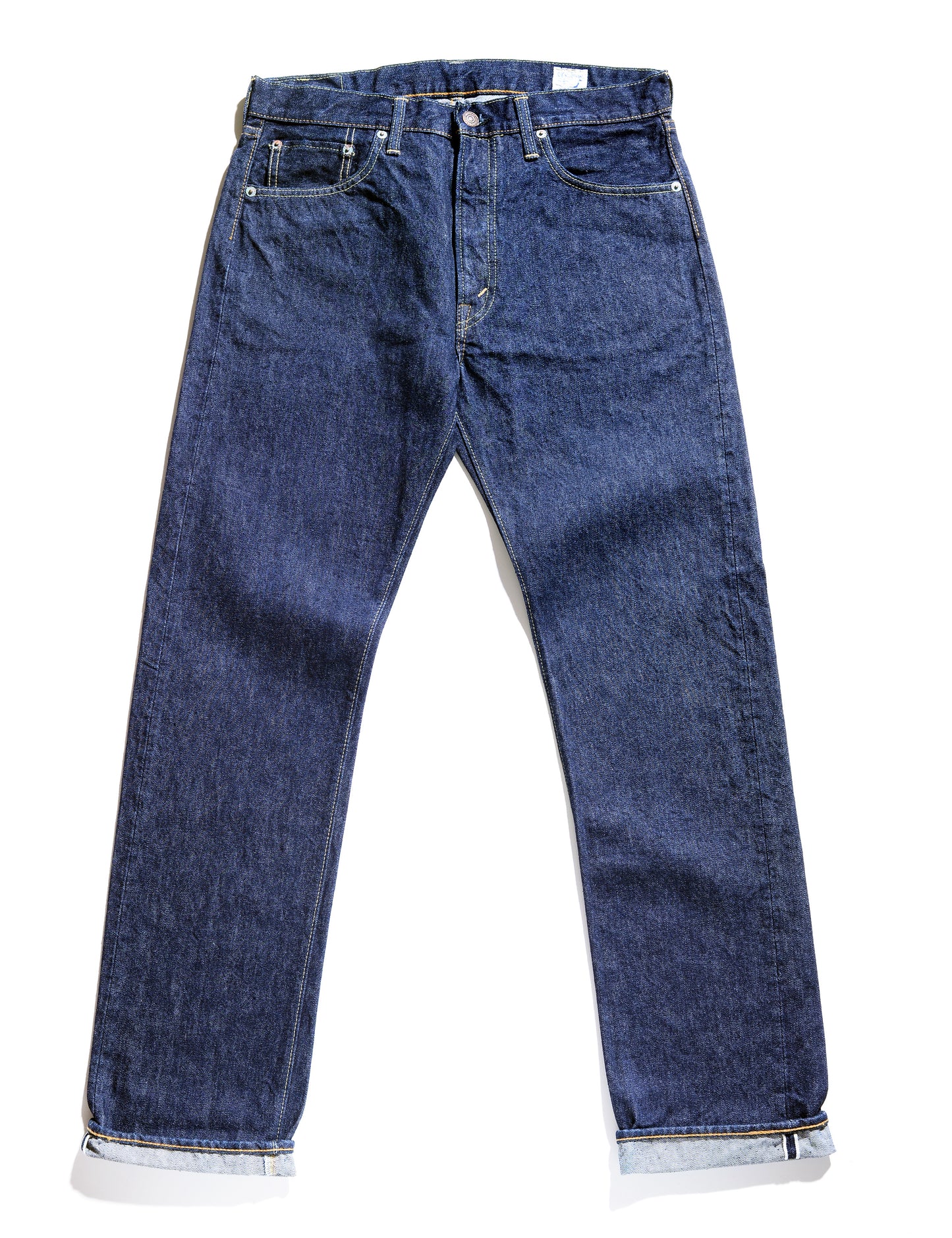 Full length shot of 107 Slim Fit Selvedge Denim Jeans - One Wash