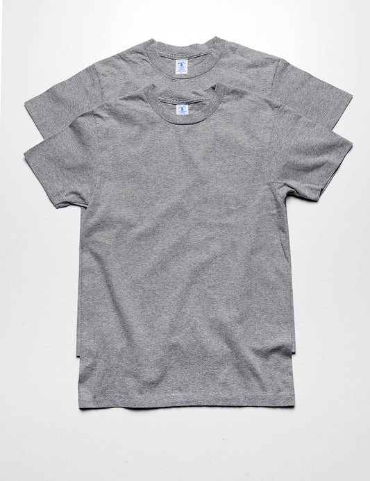 Full length shot of Velva Sheen 2-Pack Short Sleeve Tee in Heather Gray