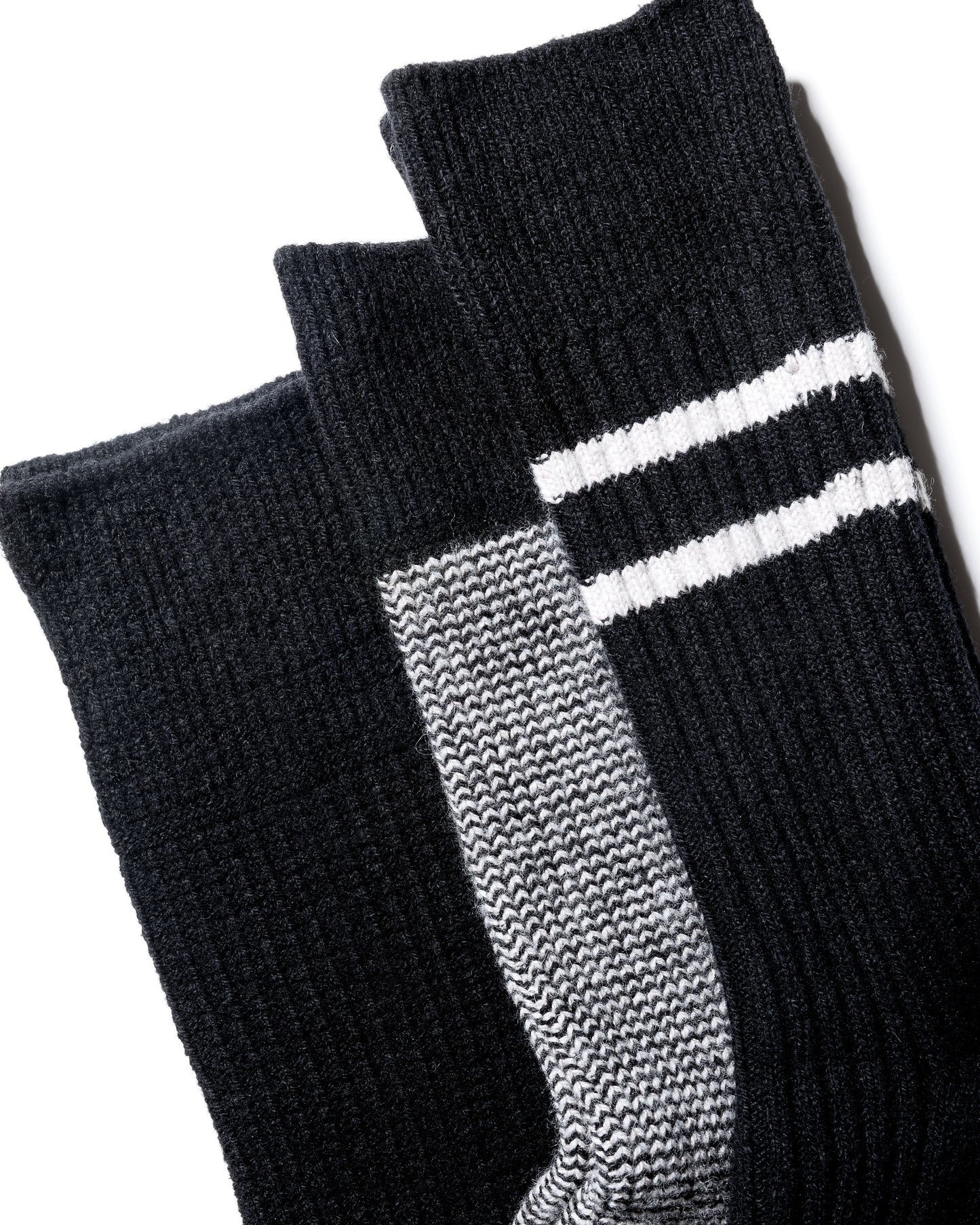 Recycled Cotton/Wool Daily 3-Pack Socks - Black/Gray