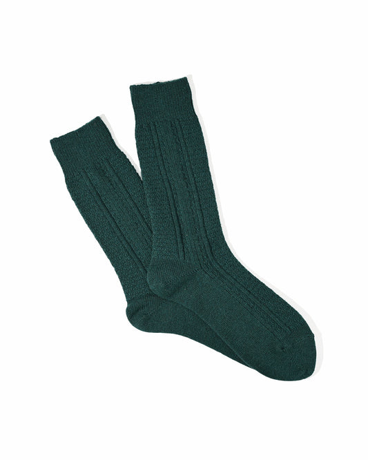 Wool Cashmere Links Combi Crew Socks - Green