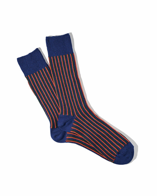 JQ Stripe Crew Socks - Navy