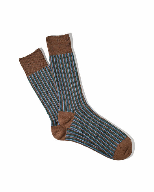 JQ Stripe Crew Socks - Brown