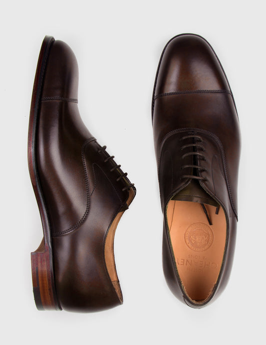 Alfred Capped Oxford in Mocha Calf Leather
