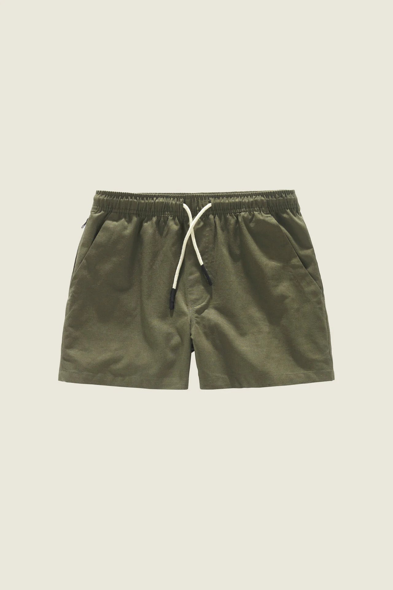 Flat shot of the front of OAS Army Linen Shorts