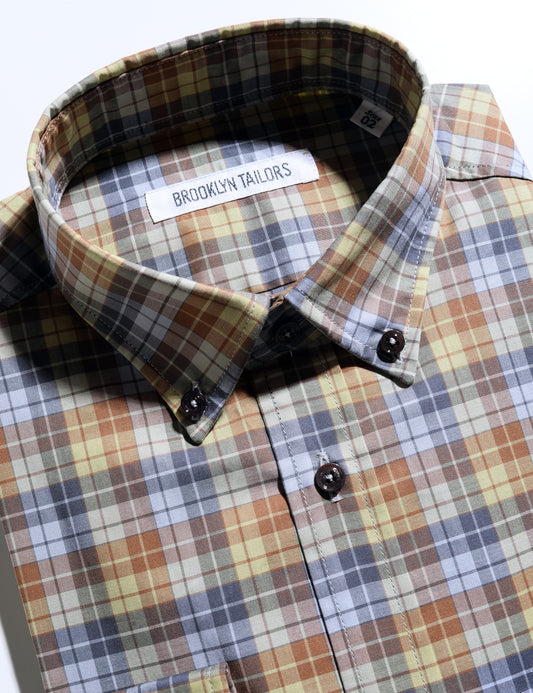 BKT10 Slim Casual Shirt in Cotton Poplin - Forest Plaid