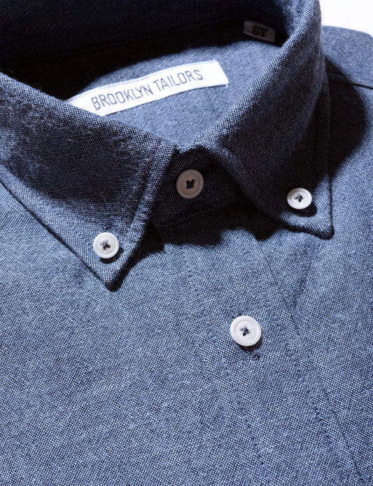 BKT10 Slim Casual Shirt in Sturdy Chambray - Light Indigo