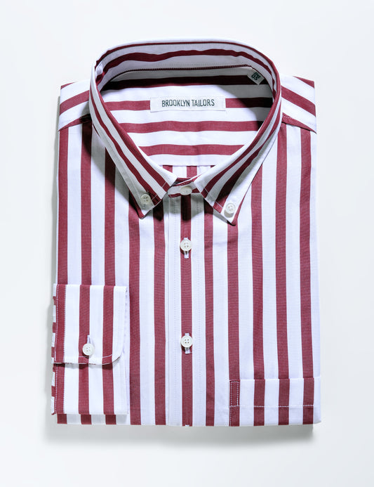 FINAL SALE: BKT10 Slim Casual Shirt in Bold Stripe - Red and White