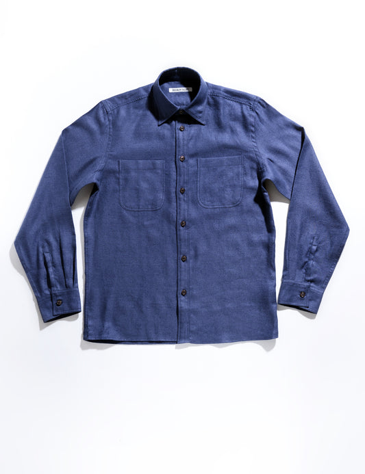 BKT14 Overshirt in Linen Flannel - Slate Blue