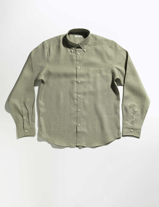 BKT14 Relaxed Casual Shirt in Linen Twill - Pistachio