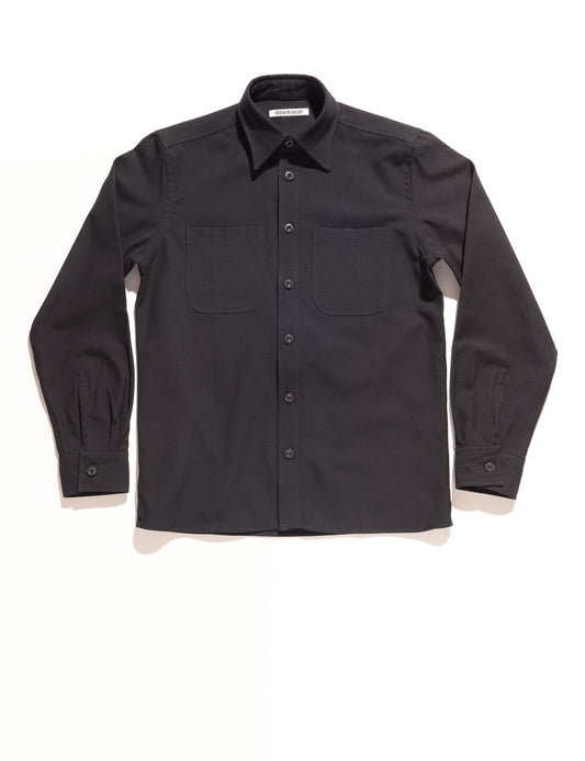 Full length shot of Brooklyn Tailors BKT16 Overshirt in Cotton Twill - Black