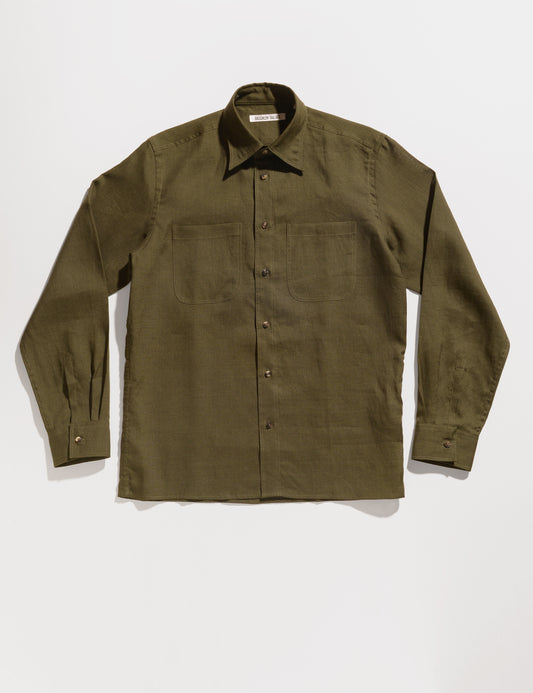 BKT16 Overshirt in Portuguese Linen - Olive