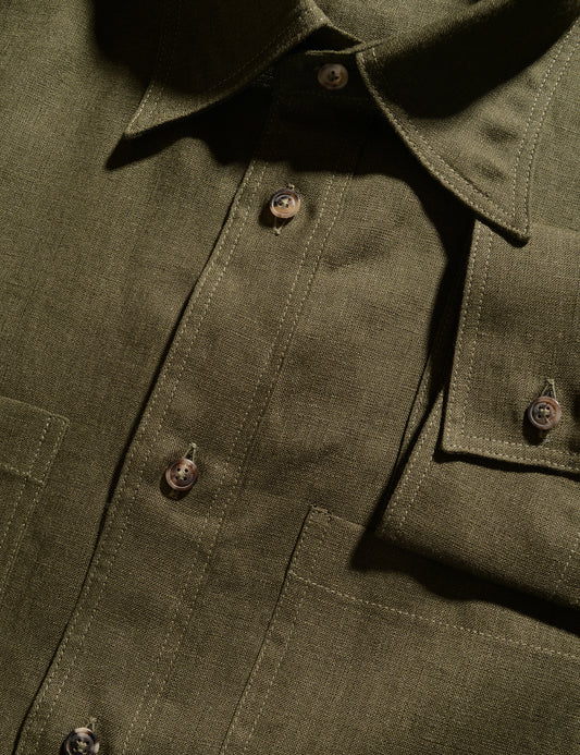 BKT16 Overshirt in Portuguese Linen - Olive