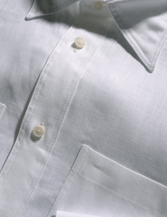 BKT16 Overshirt in Portuguese Linen - White